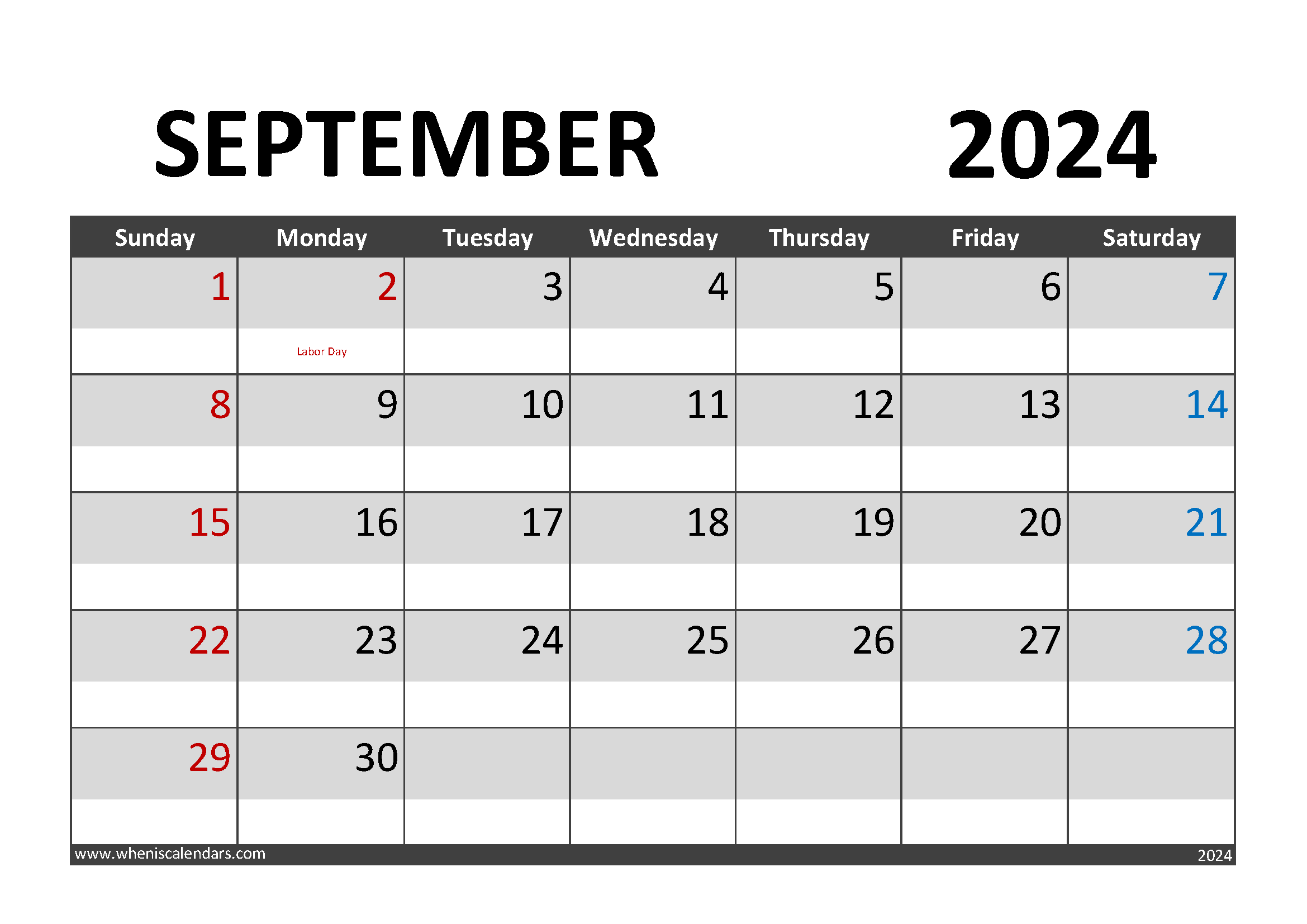 September 2024 Calendar PDF