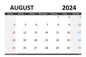 Calendar August 2024 Printable