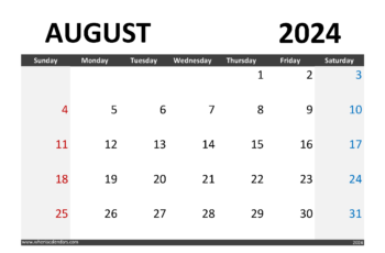 Calendar August 2024 Printable
