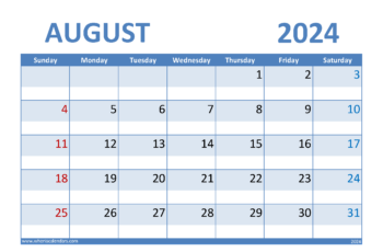 Free August 2024 Calendar Printable