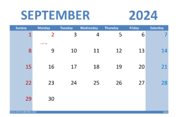 September 2024 Calendar landscape