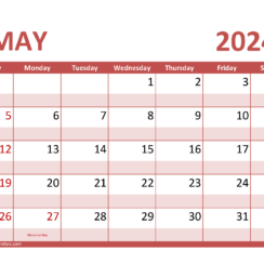 May Calendar 2024 Printable