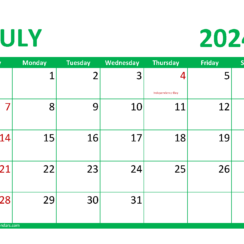 July 2024 Calendar Printable Free