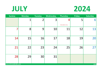 July 2024 Calendar Free Printable