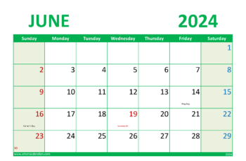 2024 June Calendar Printable
