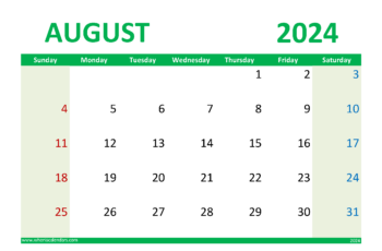 August 2024 Printable Calendar Free