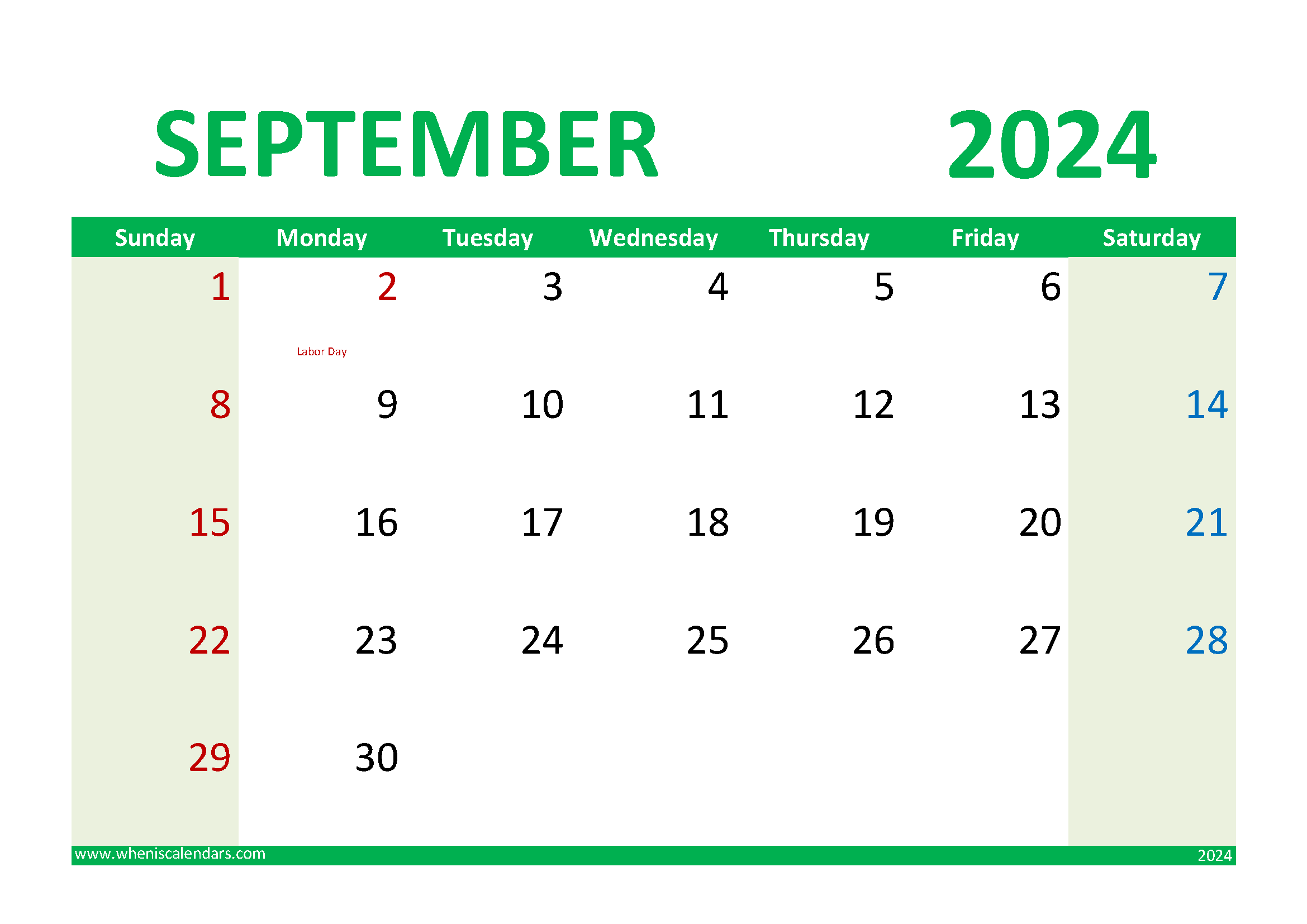 September 2024 Printable Calendar Free