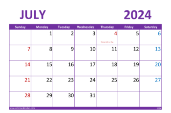 July 2024 Blank Calendar