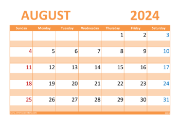 August 2024 Holiday Calendar
