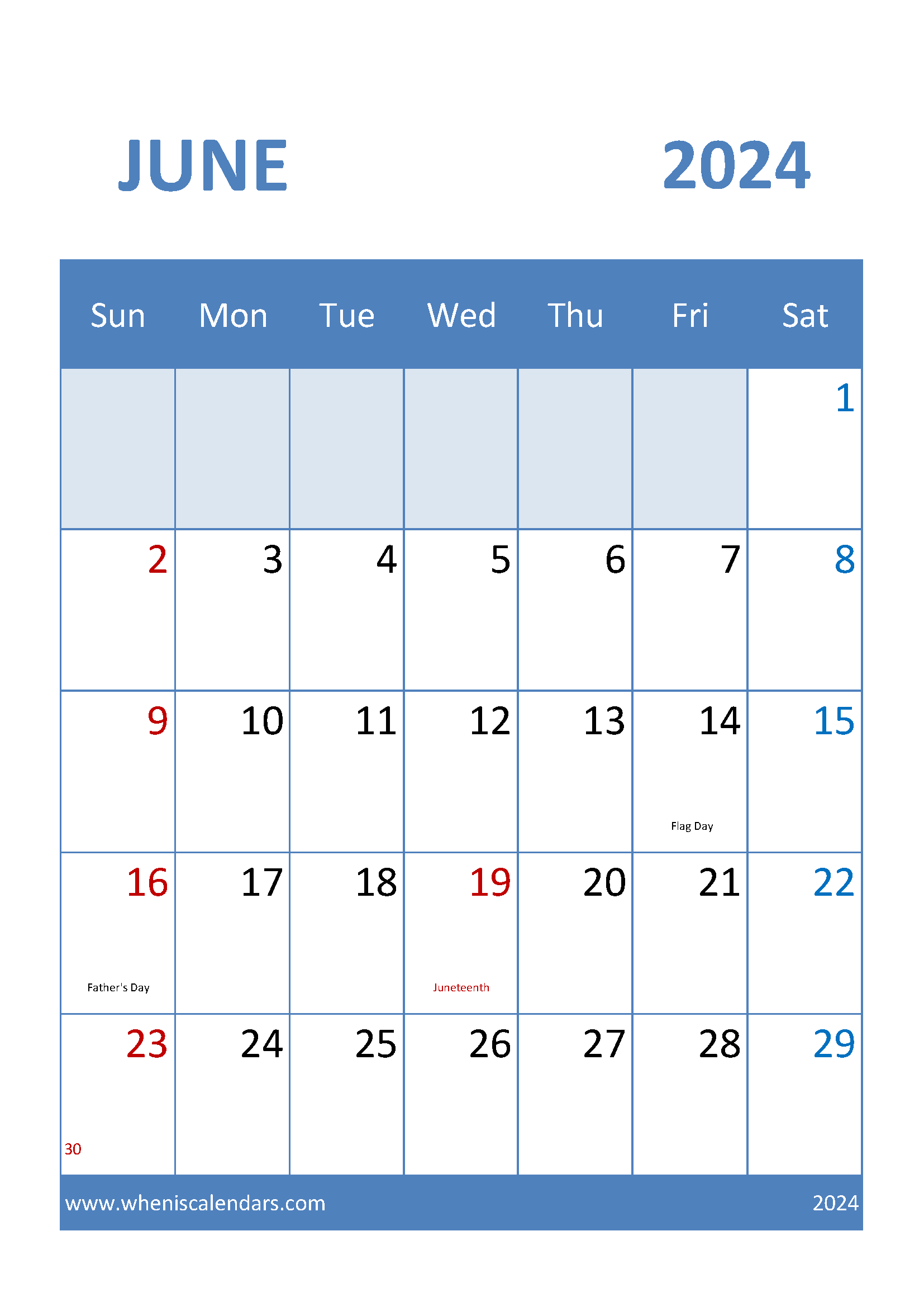 June Free Printable Calendar 2024