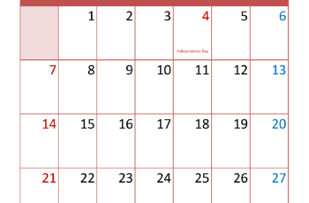 Free Calendar July 2024