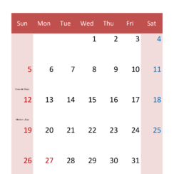 Calendar Printable May 2024