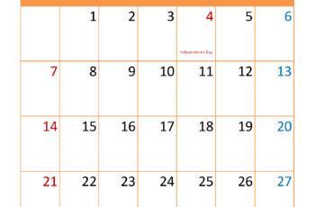 Blank July 2024 Calendar Printable