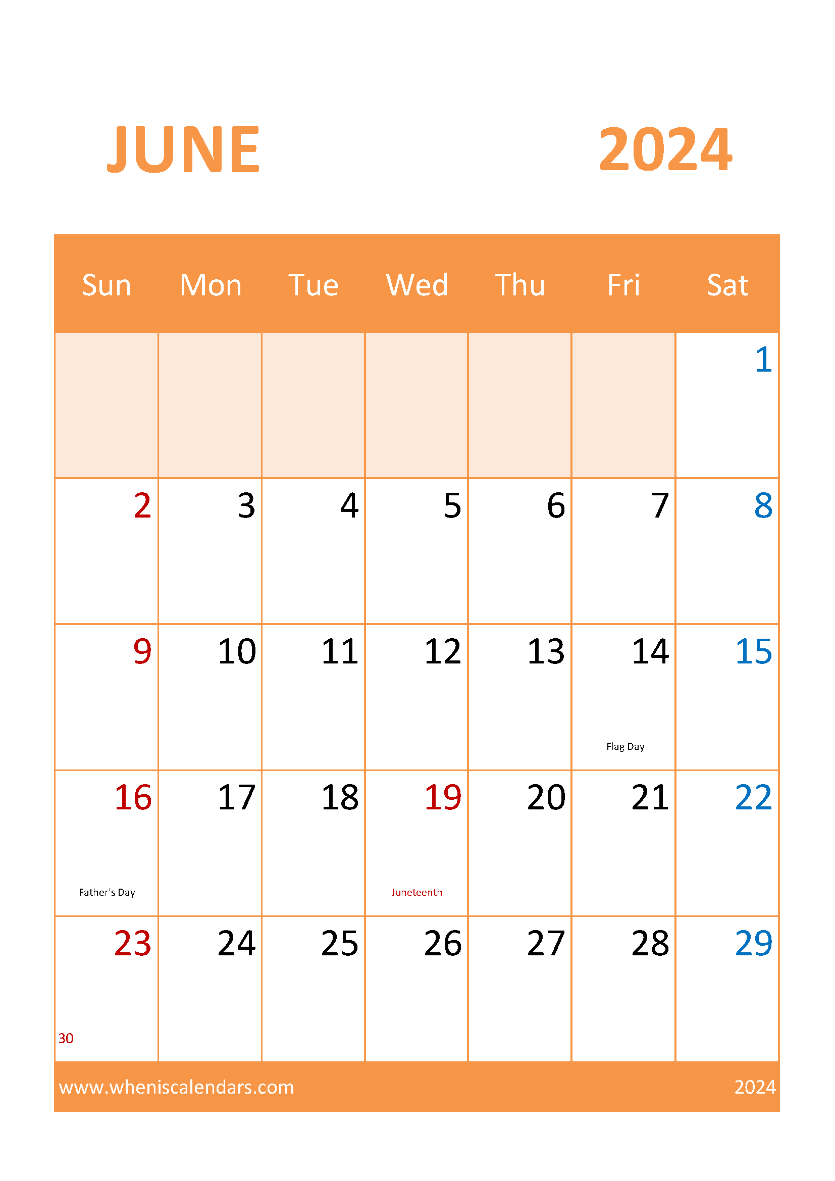 Free Printable Calendar June 2024