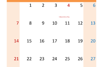 Blank July Calendar 2024