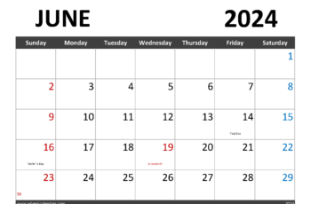 Free June Calendar 2024