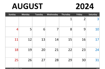 Free August Calendar 2024