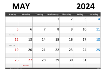 Blank Calendar for May 2024
