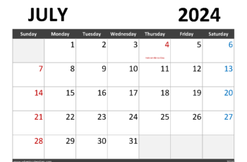 July 2024 Calendar to Print