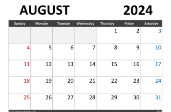 August 2024 Calendar to Print