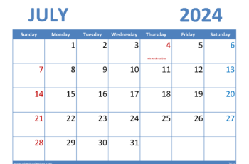 July 2024 Calendar Blank