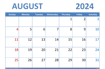 August 2024 Calendar Blank
