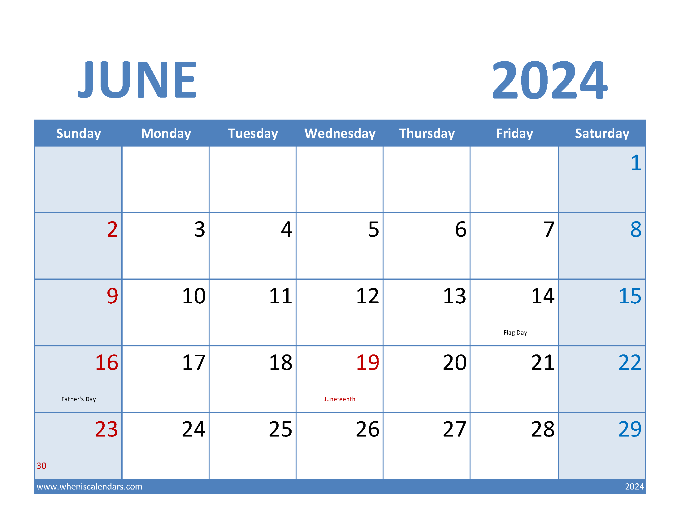 2024 June Calendar Template