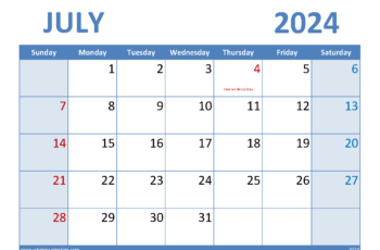 2024 July Calendar Template