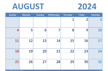 2024 August Calendar Template