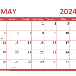 Free Printable May 2024 Calendar
