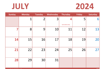 July 2024 Free Calendar