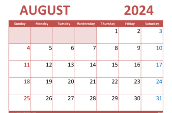 August 2024 Free Calendar