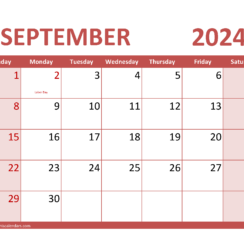 Blank September 2024 Calendar Printable PDF