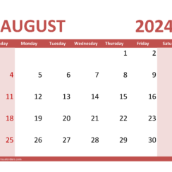 August Calendar 2024 with Holidays