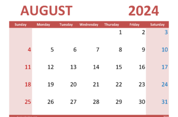 August Calendar 2024 with Holidays
