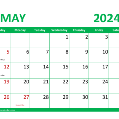 Calendar May 2024 Printable Free