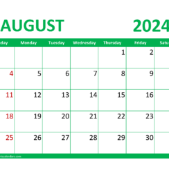 Calendar August 2024 Printable Free
