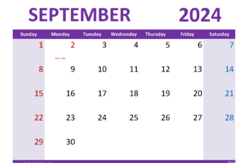 Print September 2024 Calendar Free