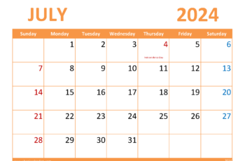 July Editable Calendar 2024