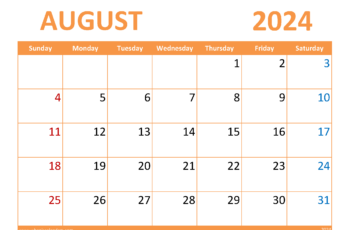 August Editable Calendar 2024
