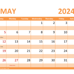 May Calendar 2024 Free Printable