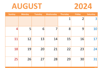 August Calendar with Holidays 2024