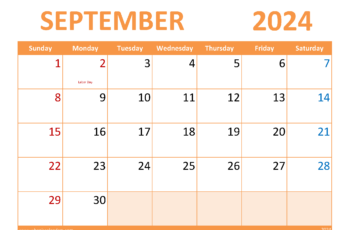 September Calendar with Holidays 2024