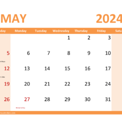 May 2024 Calendar Printable Free PDF