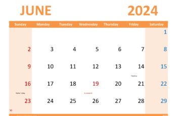 June 2024 Calendar Printable Free PDF