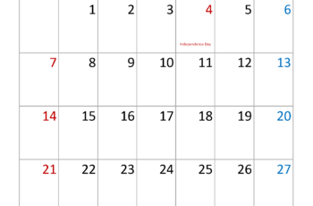 July 2024 Holidays Calendar