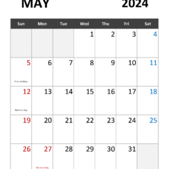 Blank Calendar May 2024 Free Printable