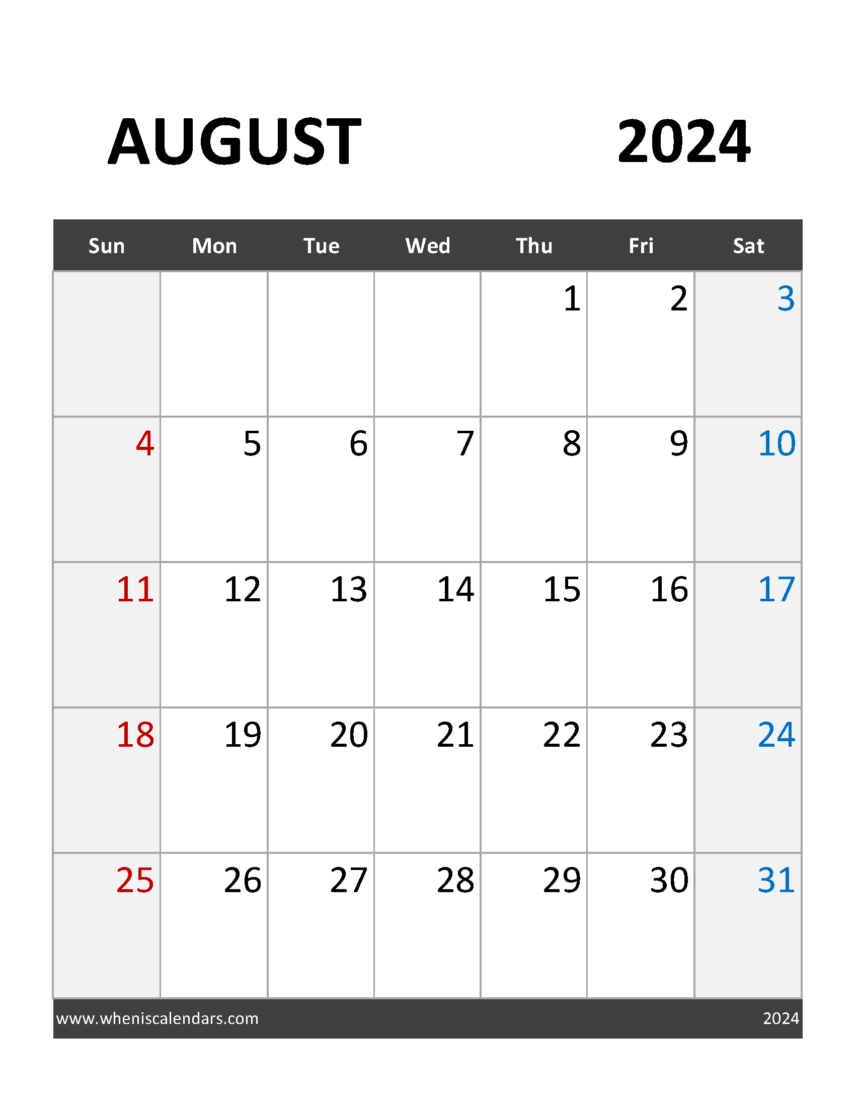 August Calendar 2024 Holidays