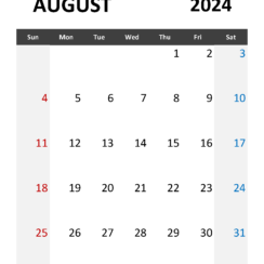 Blank 2024 August Calendar