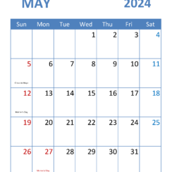 Free Printable 2024 May Calendar
